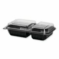 Solo Creative Carryouts Hinged Plastic Hot Deli Boxes, 2-Compartment, 8.05x11.5x2.95, Black/Clear, 100PK 919018-PM94